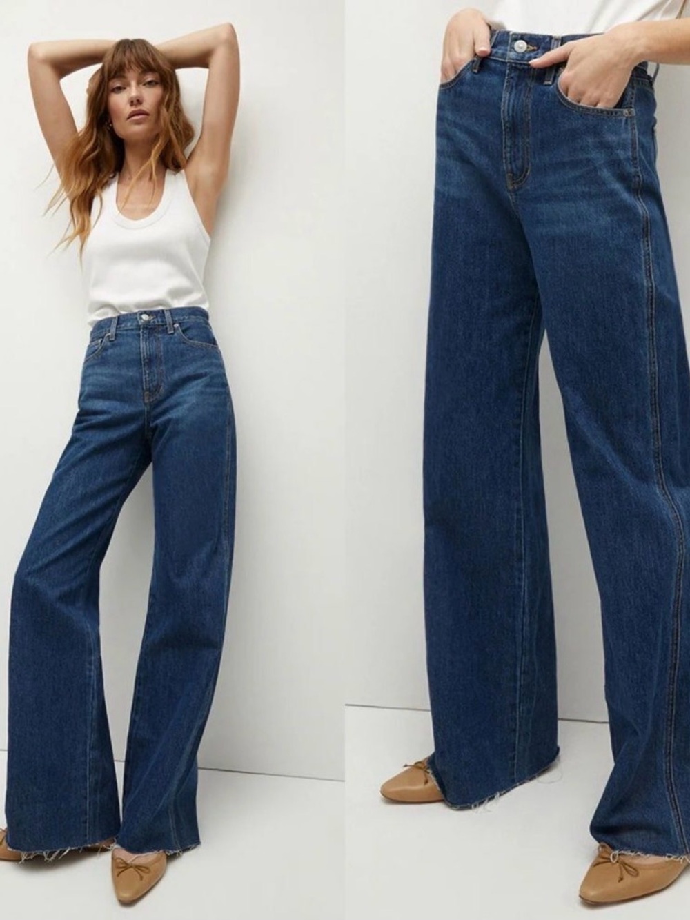 Veronica Beard Taylor Dark Blue Wide-Leg High-Rise Jeans - Picture 2 of 8